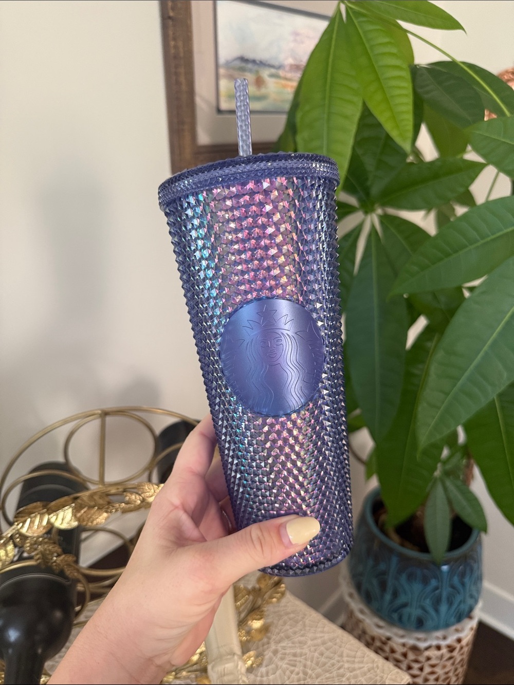 Starbucks Iridescent Studded Cold Cup - Blue-Purple - Disney 50th celebration -